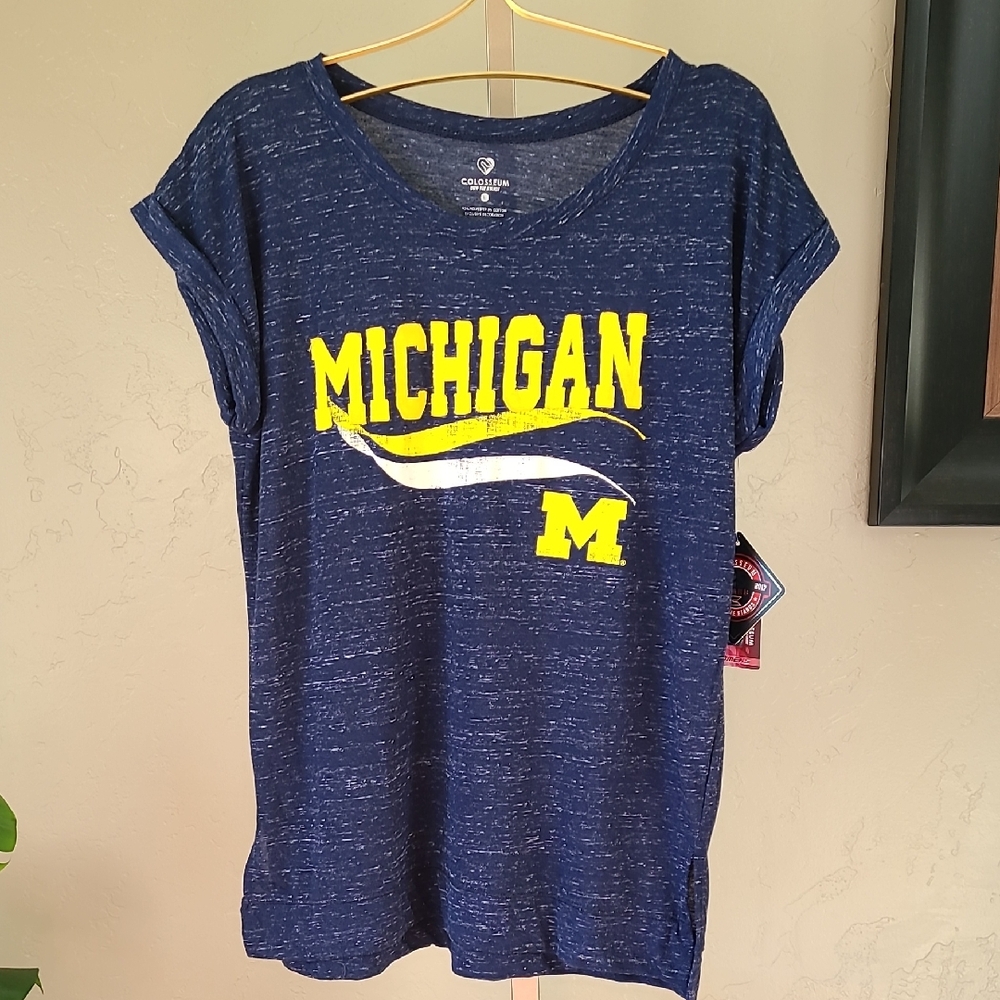 Colosseum‎ Blue Cap Sleeve Relaxed  Michigan T-Shirt Large NWT
